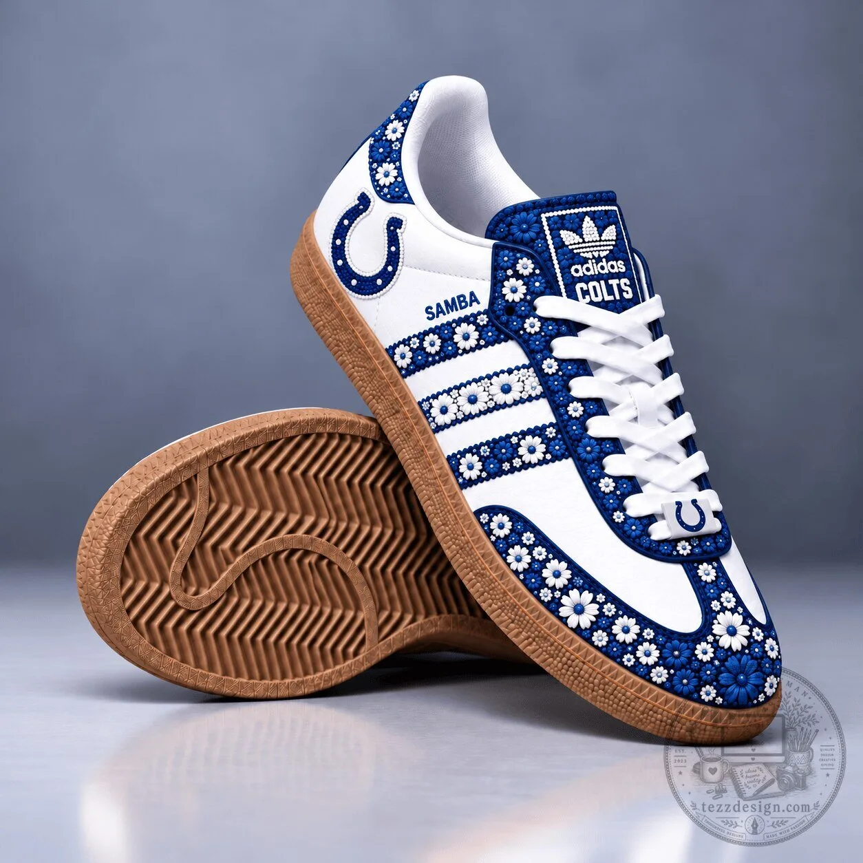 Indianapolis Colts Floral Pattern Adidas Samba Shoes
