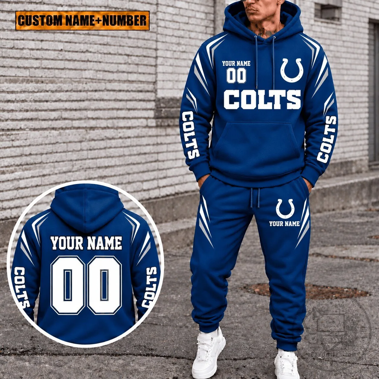 Indianapolis Colts Personalized Custom Name And Number Hoodie And Sweatpants Set
