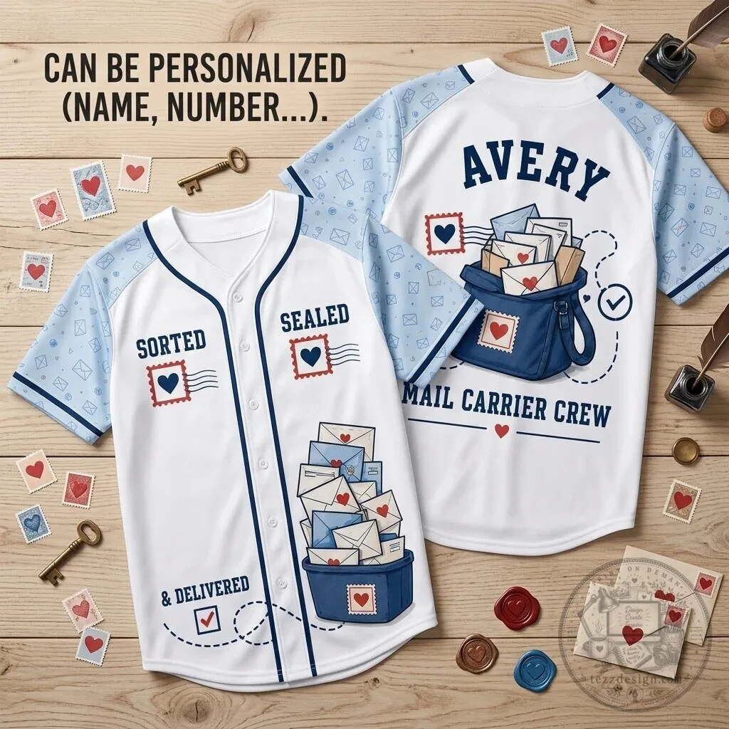Personalized Mail Carrier Crew Baseball Jersey for Postal Worker Gift