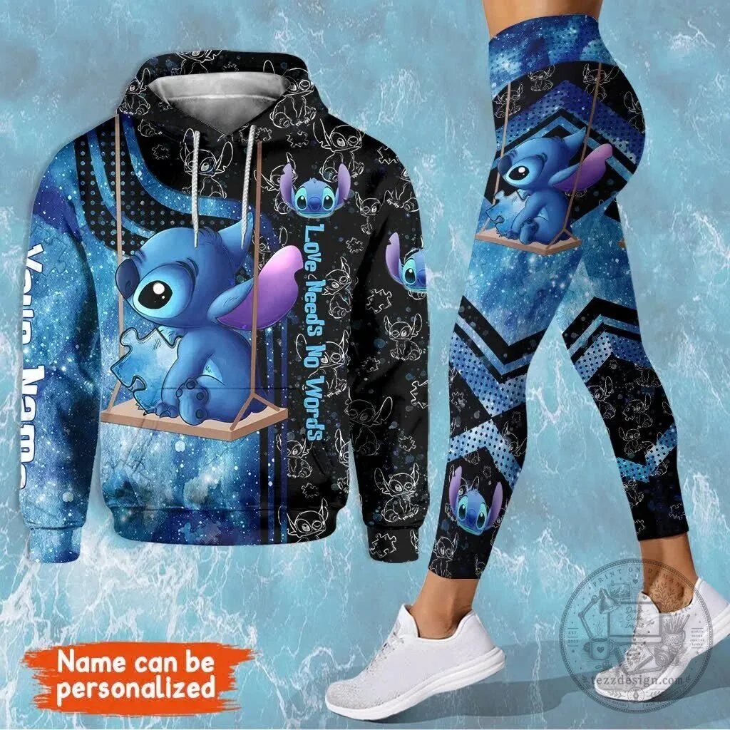 Disney Lilo and Stitch Love Needs No Words Autism Awareness Hoodie