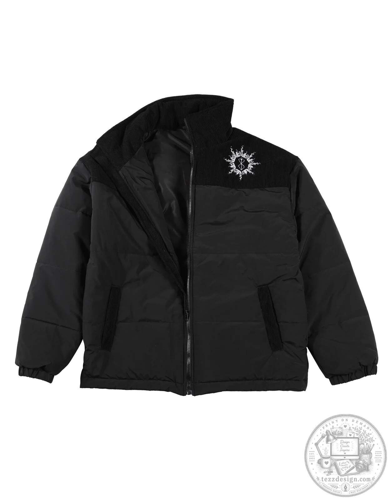 Berserk Guts Black Swordsman Anime Puffer Jacket 11 Berserk Guts Black Swordsman Anime Puffer Jacket