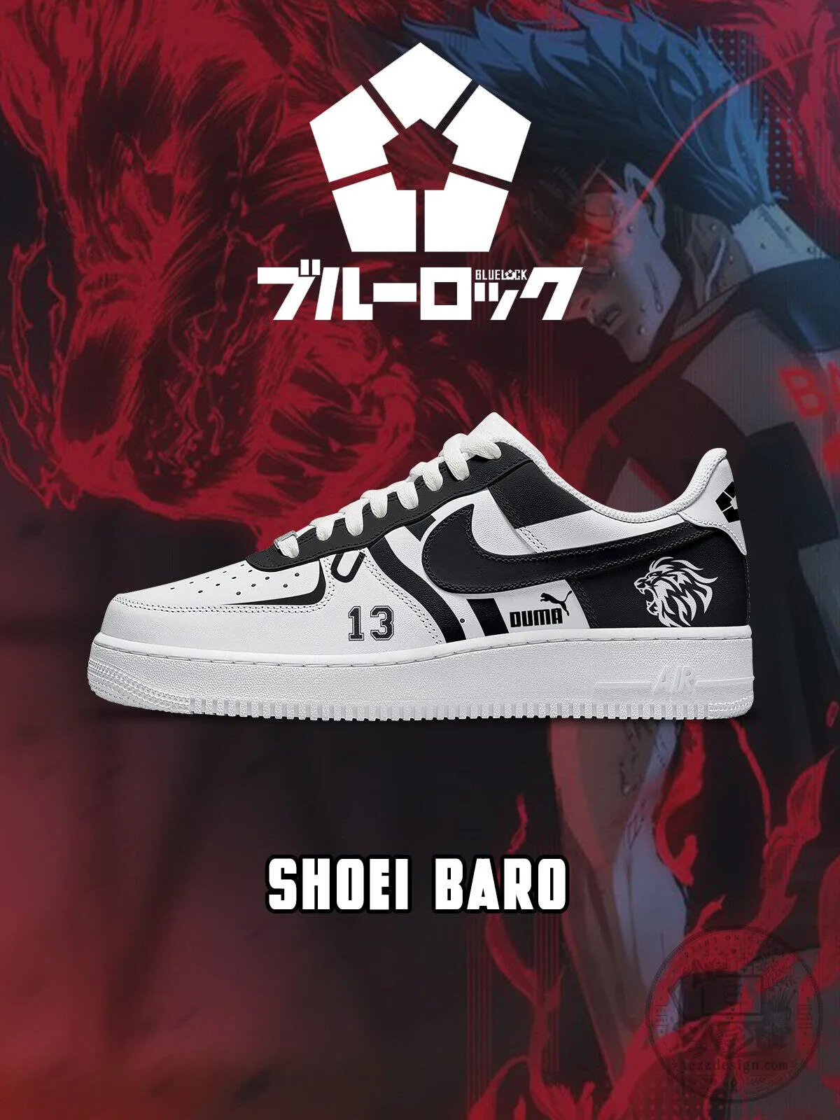 Shoei Baro Blue Lock Anime Custom Designed Casual Sneakers