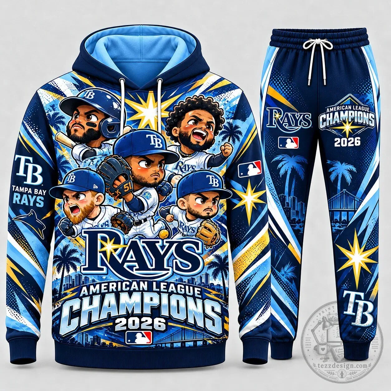 Tampa Bay Rays American League Champions 2026 Baseball Hoodie and Sweatpants Set 6 Tampa Bay Rays American League Champions 2026 Baseball Hoodie and Sweatpants Set