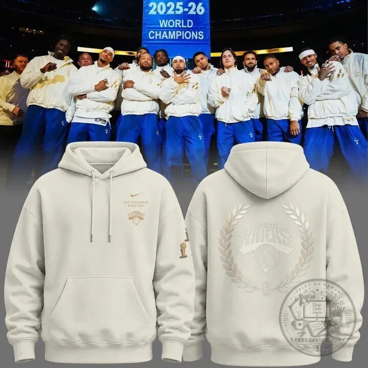 New York Knicks 2026 NBA Finals Champions Cream Basketball Hoodie