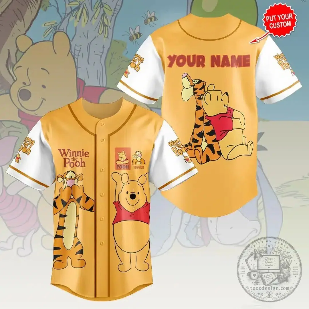Winnie the Pooh and Tigger Personalized Baseball Jersey