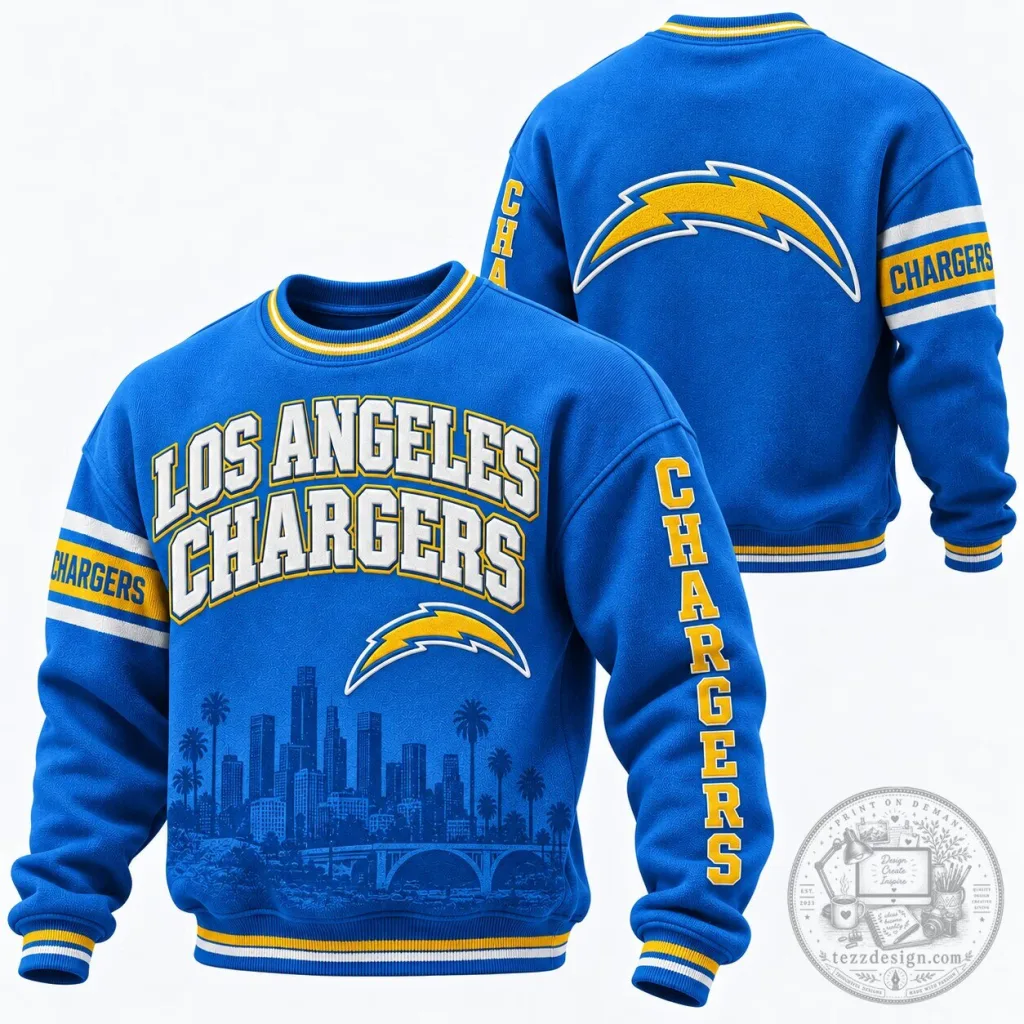 Los Angeles Chargers Football Team Cityscape Graphic Crewneck Sweatshirt