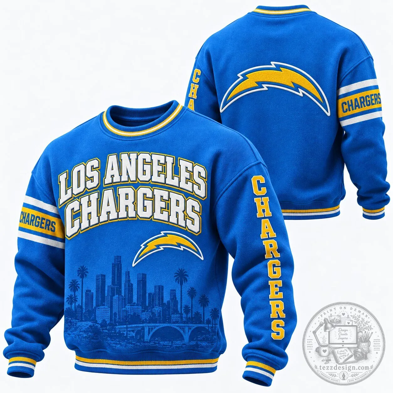 Los Angeles Chargers Football Team Cityscape Graphic Crewneck Sweatshirt