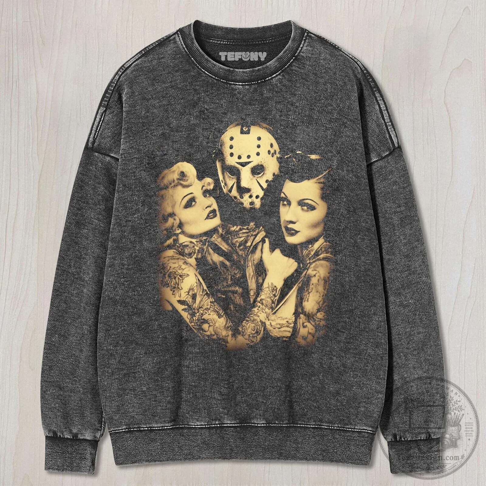 Jason Voorhees Horror Pin-Up Girls Vintage Washed T-Shirt 8 Jason Voorhees Horror Pin-Up Girls Vintage Washed T-Shirt