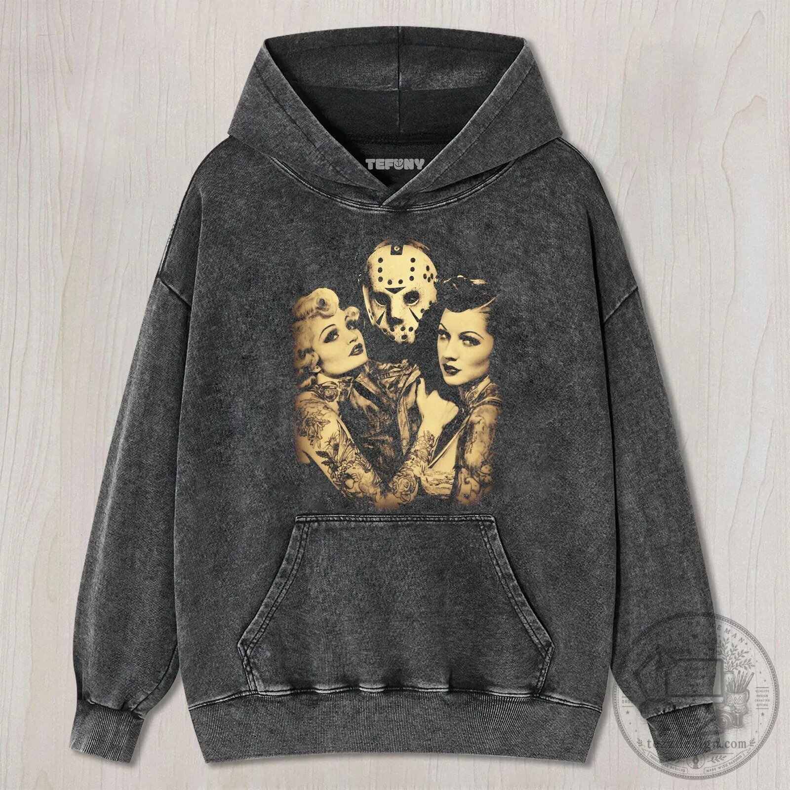 Jason Voorhees Horror Pin-Up Girls Vintage Washed T-Shirt 9 Jason Voorhees Horror Pin-Up Girls Vintage Washed T-Shirt