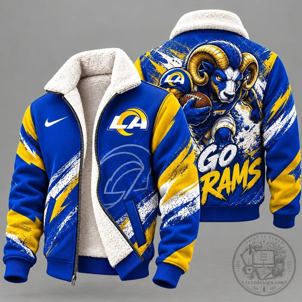 Los Angeles Rams Football Team Sherpa Lined Fleece Jacket