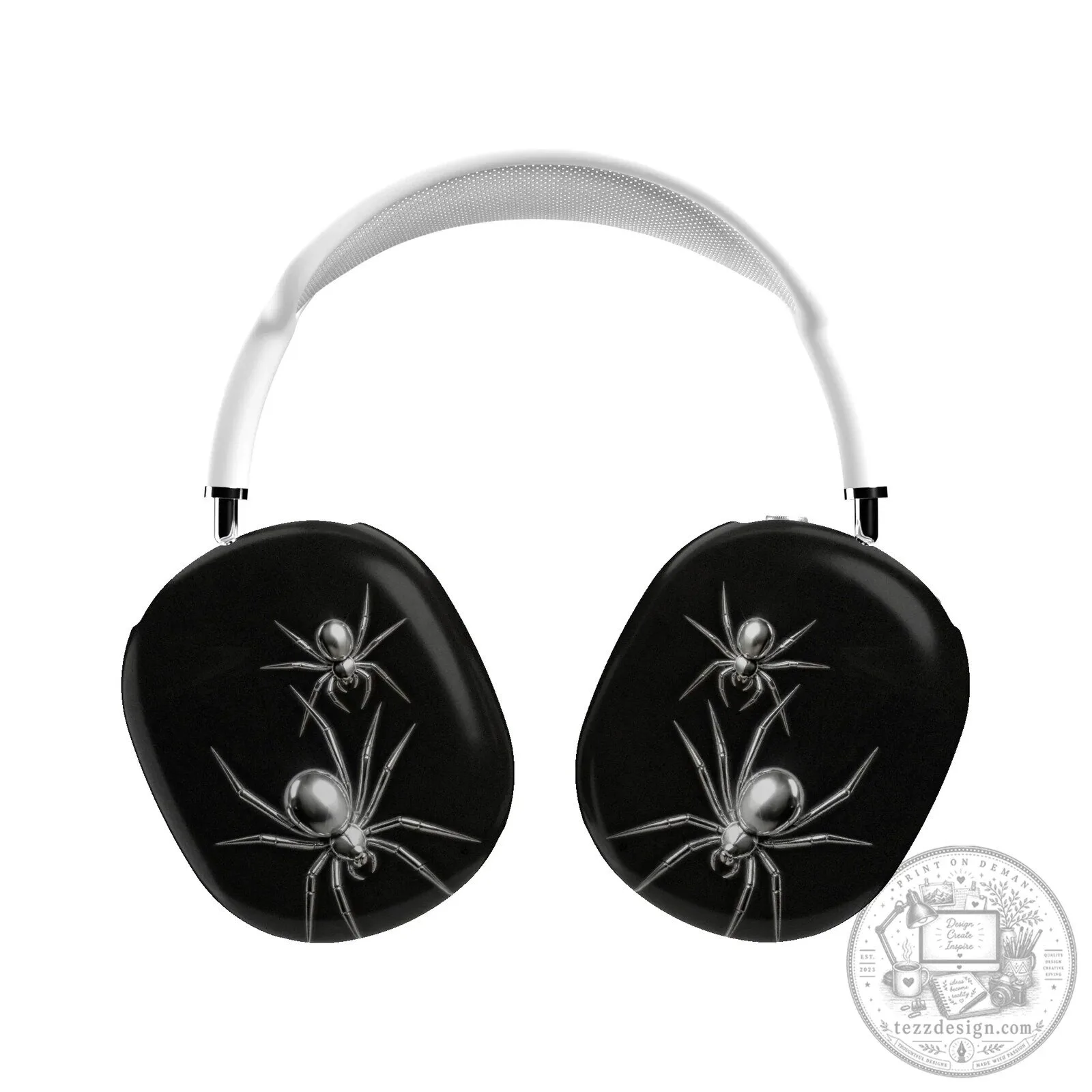 Spider Web Design Black and White AirPod Max Case Protective Cover