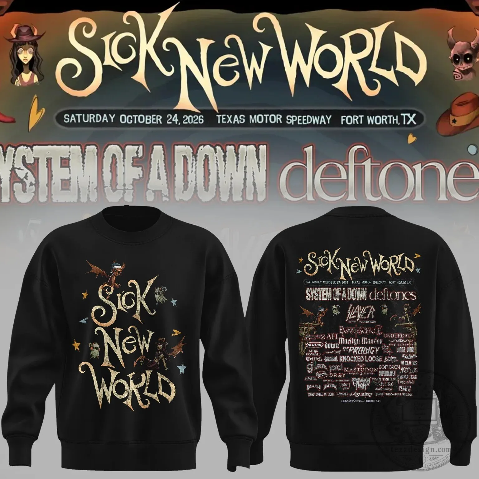 Sick New World Texas Motor Speedway 2026 Music Festival Black Sweatshirt