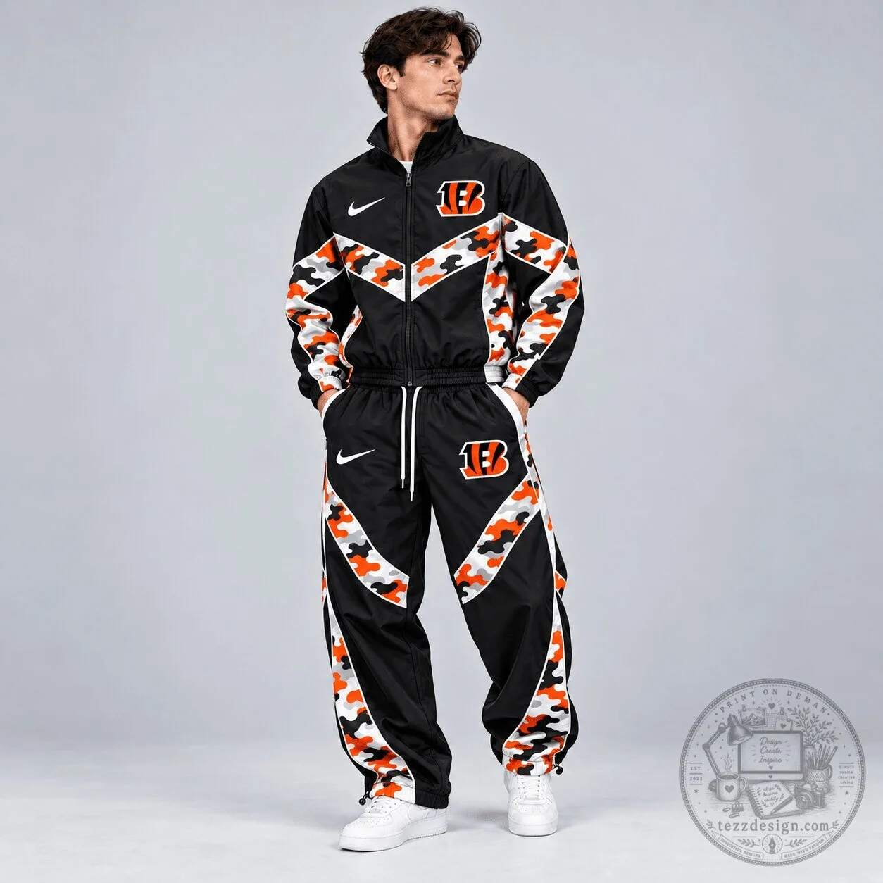 Cincinnati Bengals Camouflage Colorblock Full Zip Tracksuit Jacket