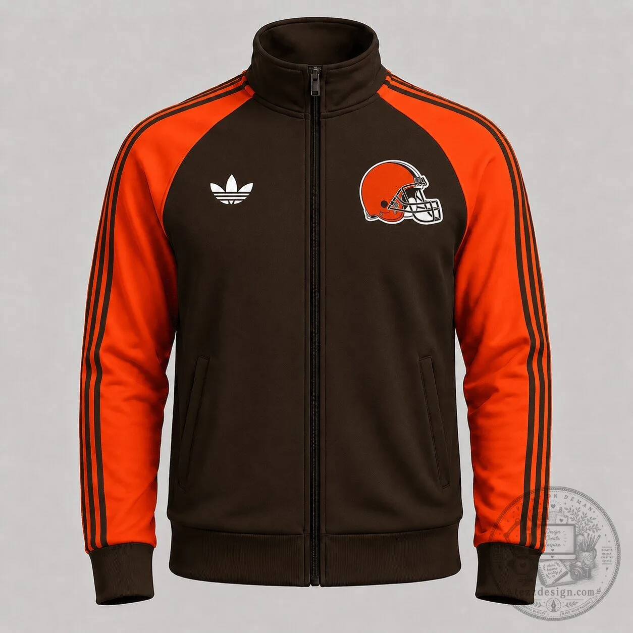 Cleveland Browns Football Team Brown and Orange Full Zip Track Jacket