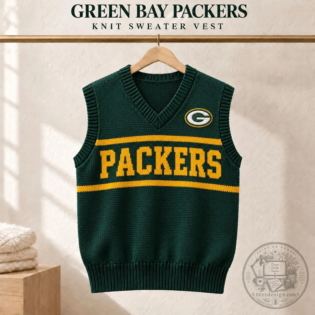 Green Bay Packers Premium V-Neck Knit Sweater Vest