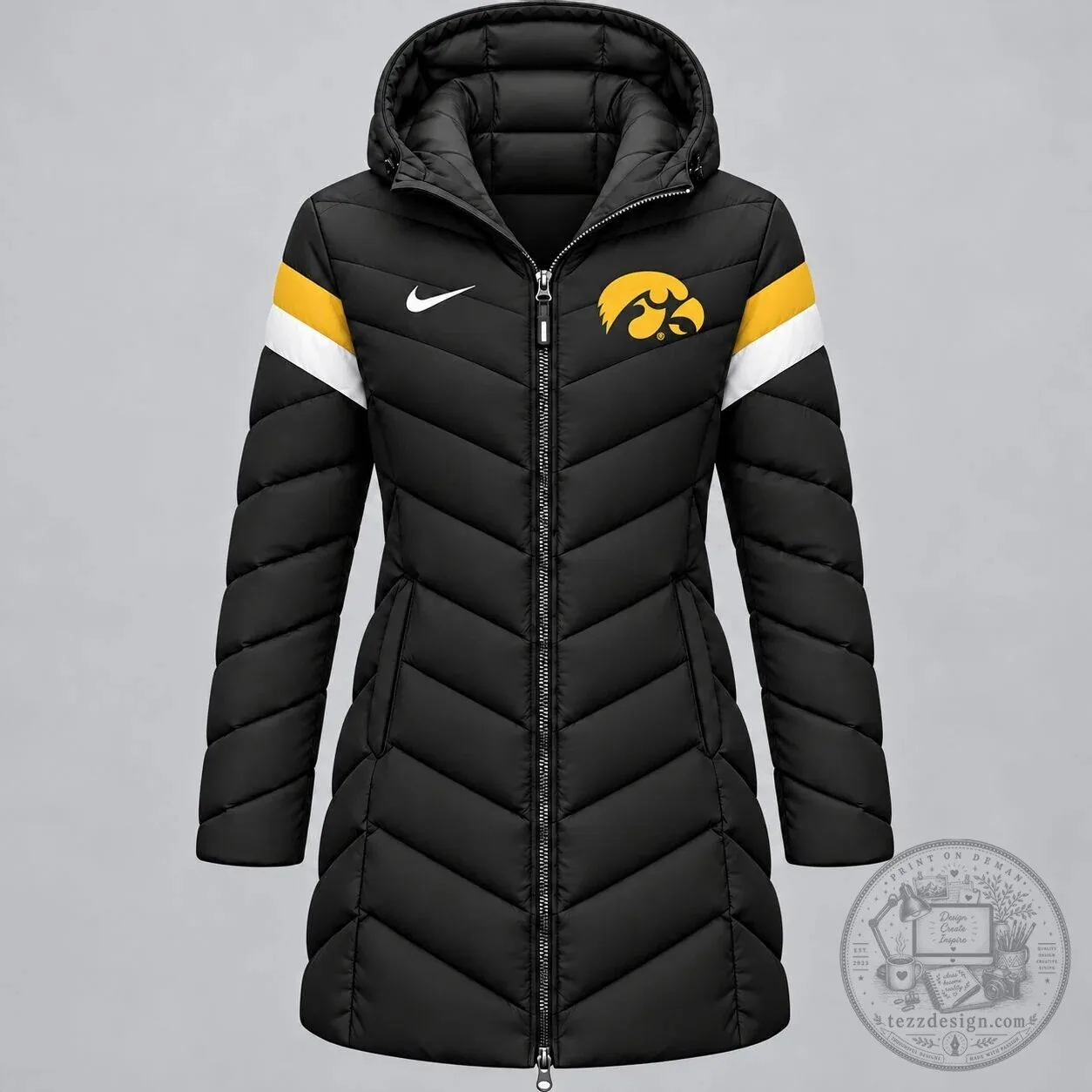 Iowa Hawkeyes NCAA Game Day Long Hooded Puffer Jacket