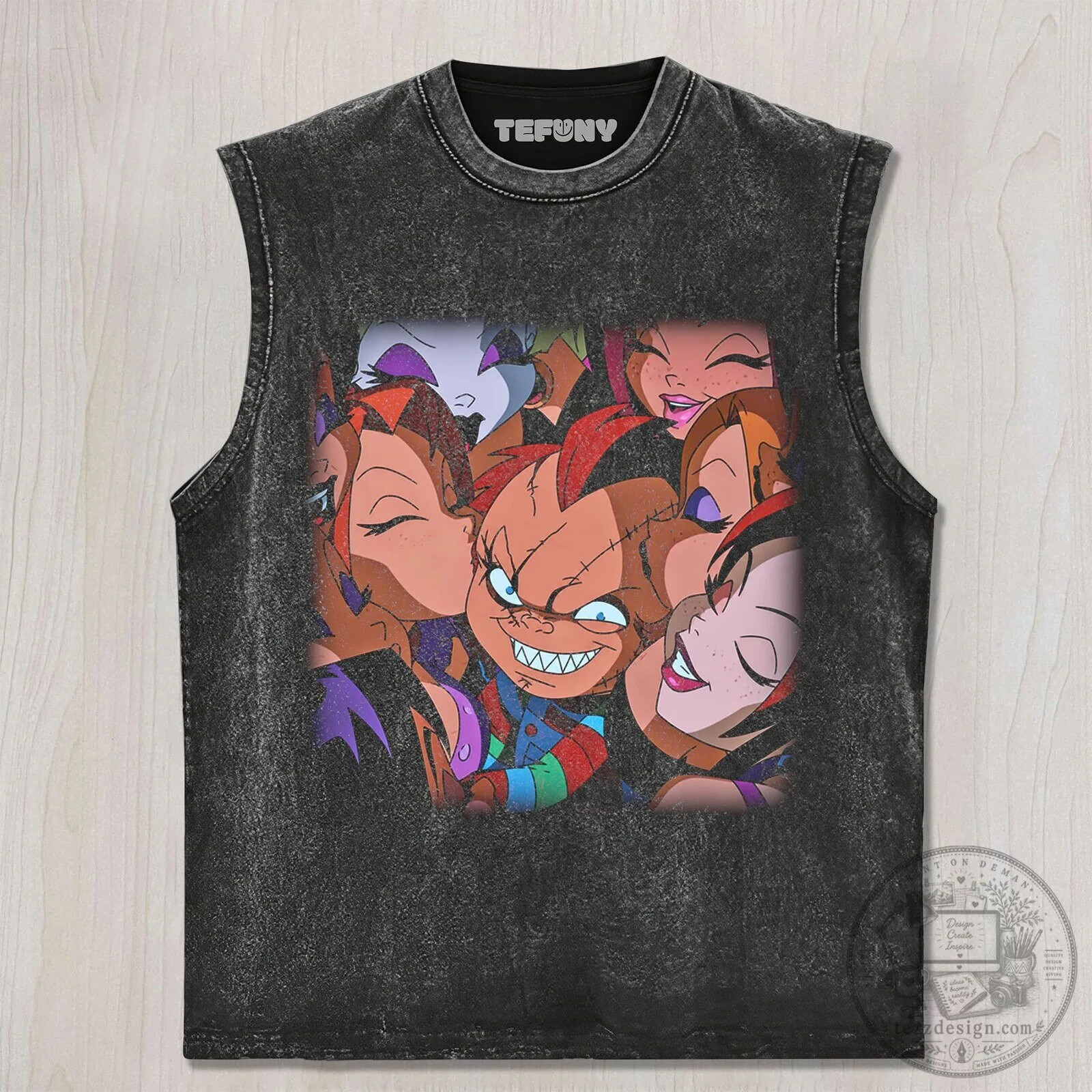Chucky and Tiffany Valentine Kissing Cartoon Horror Movie T-Shirt 6 Chucky and Tiffany Valentine Kissing Cartoon Horror Movie T-Shirt