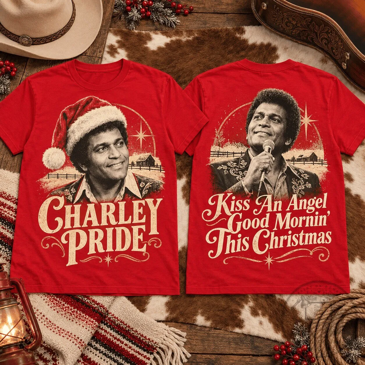 Charley Pride Kiss An Angel Good Mornin' This Christmas Holiday T-Shirt