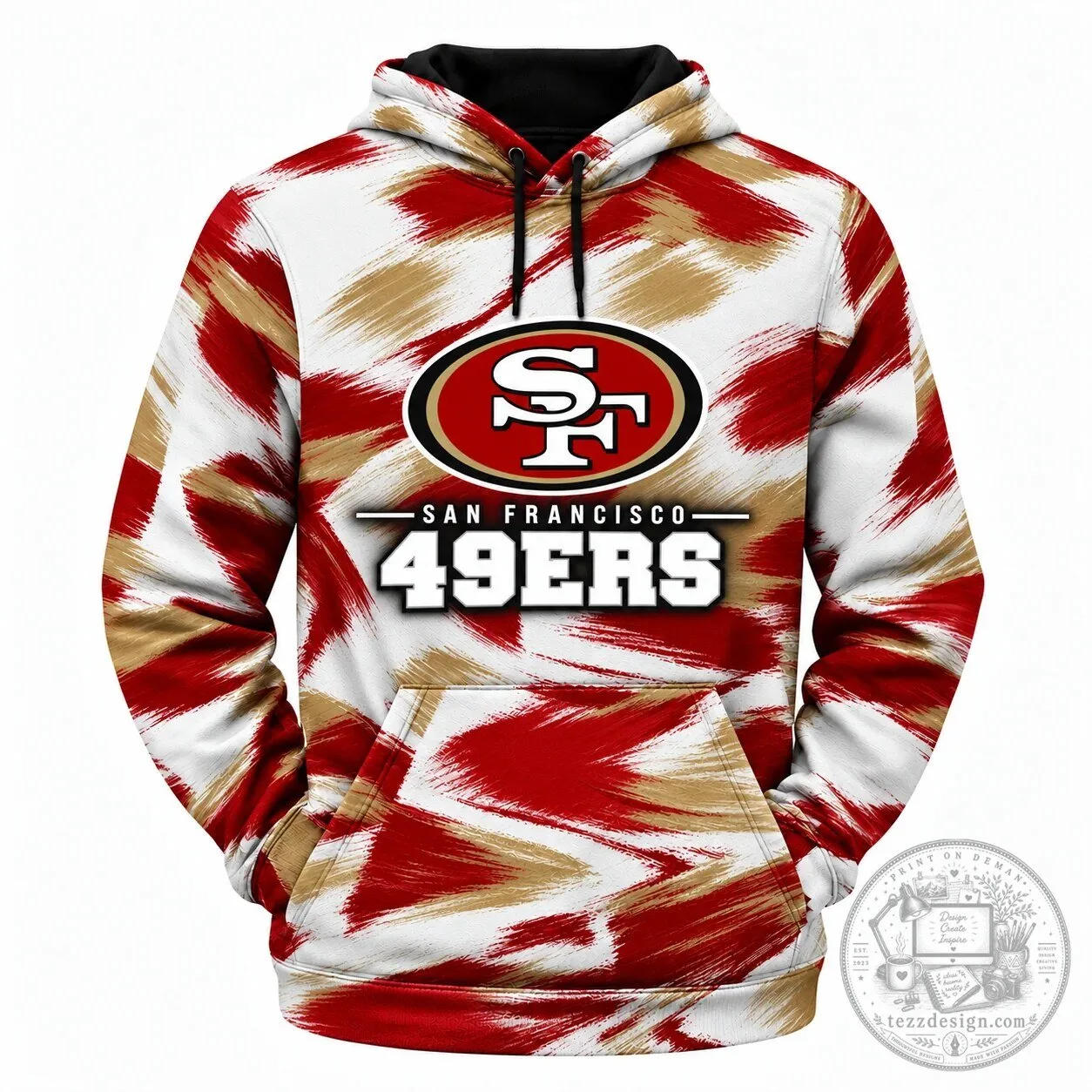 San Francisco 49ers Brushstroke Pattern Hoodie 1 San Francisco 49ers Brushstroke Pattern Hoodie