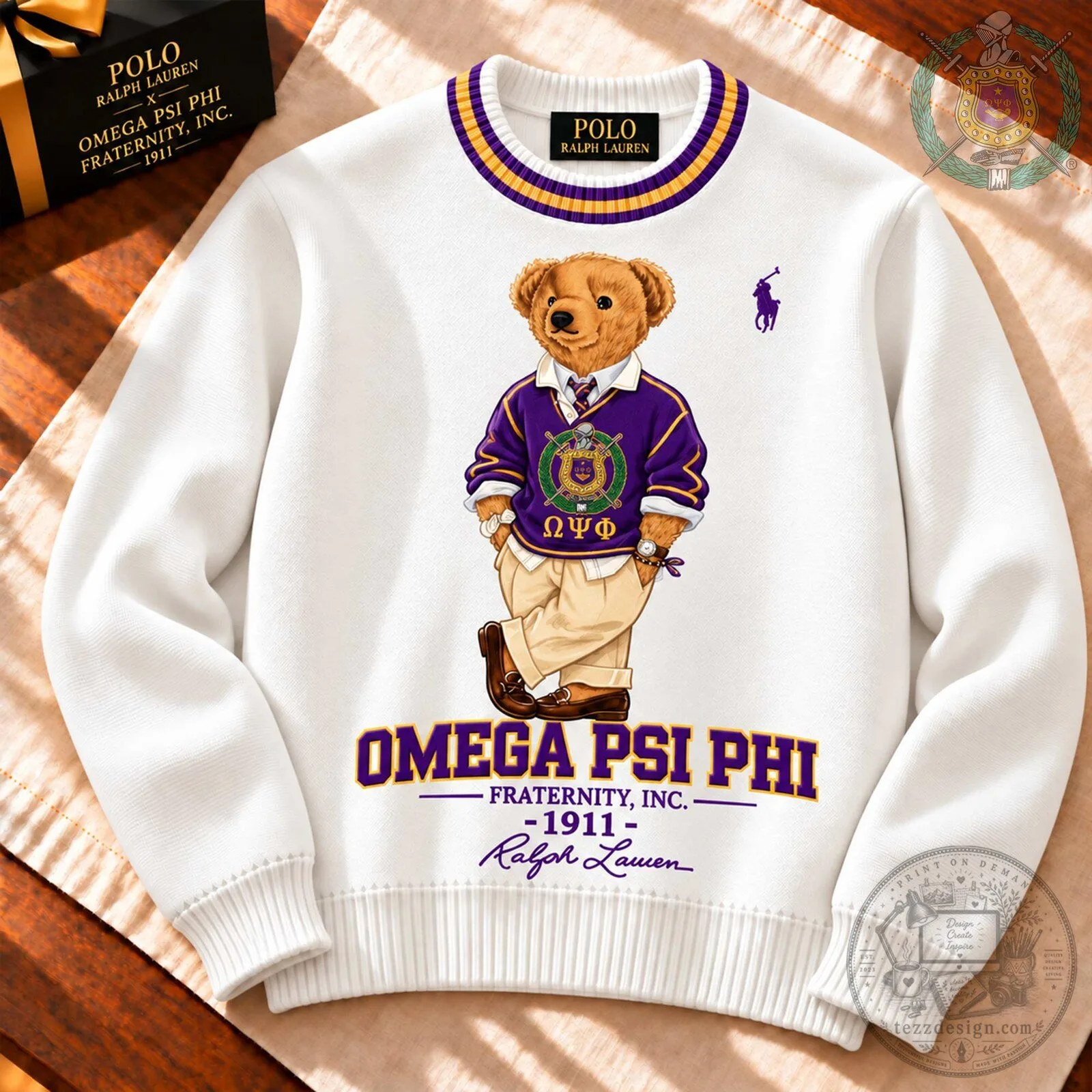Omega Psi Phi Fraternity Polo Bear Ralph Lauren Sweatshirt