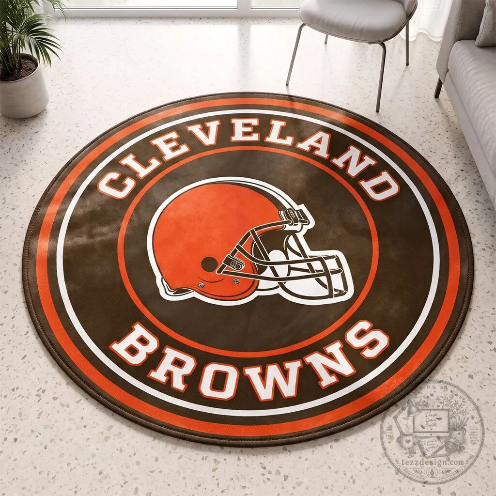 Cleveland Browns Football Team Logo Round Area Rug